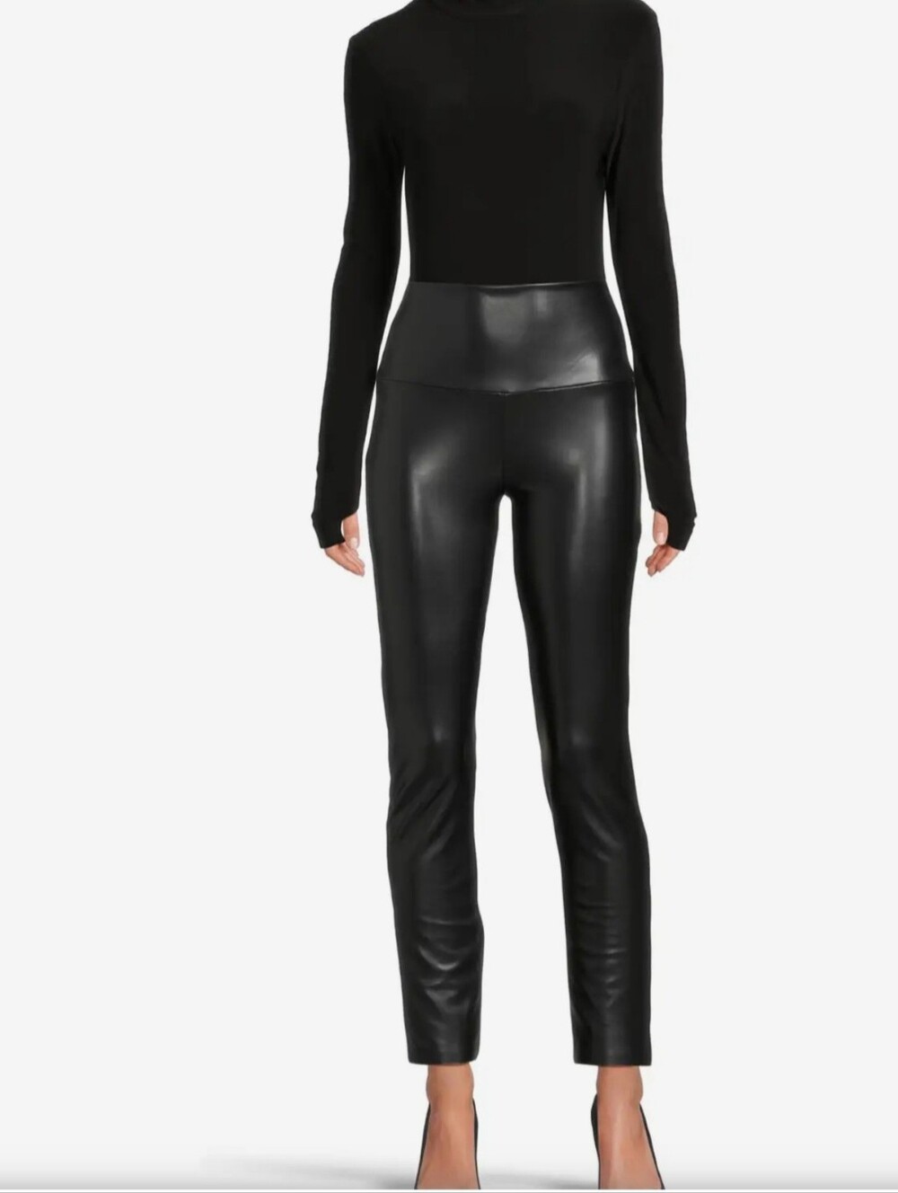 Norma Kamali Black Faux-Leather Leggings